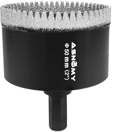 ASNOMY 50 mm Scie cloche Diamantée Dentelée, Brasé Foret Trépan Diamant pour carrelage,Couronne de forage Diamant Pour verre, carrelage, porcelaine, pierre de granit, quartzite