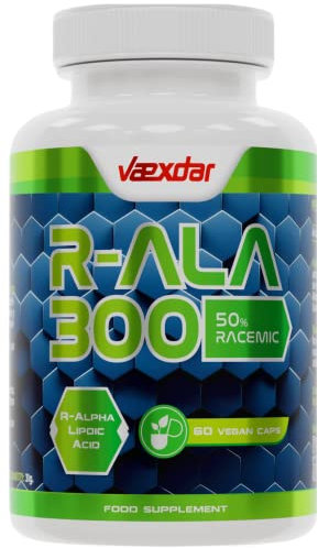 Vaexdar R-ALA | 300mg | Ácido Alfa Lipoico Racémico | Potente Antioxidante | R-ALA Acido Alfa Lipoico | R-Alpha Lipoic Acid | Alta Concentración | 60 Cápsulas Vegetales | Testado en Laboratorio