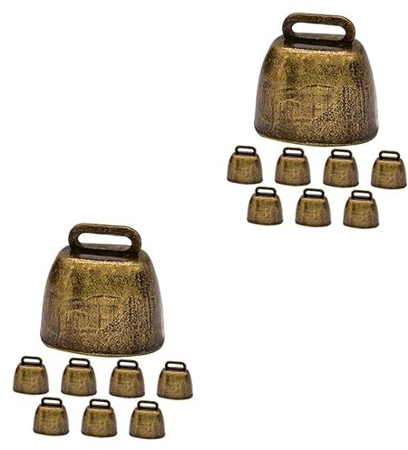 FRCOLOR 16 STK Kuhglocke Aus Metall Eisenglocke Grasende Kupferglocken Geräuschemacher Feng-Shui-Glocke Fußballspiele Ziegenglocken Ziege Weidende Glocke Laute Hofglocke Tier Anti-verloren