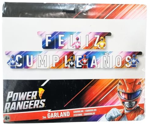 BeenSmile, Partygirlande ES Power Rangers, Happy Birthday Girlande, Geburtstagsdekoration für Kinder, Kinderpartys, Geburtstage und Feiern, Partyartikel, 1 Stück