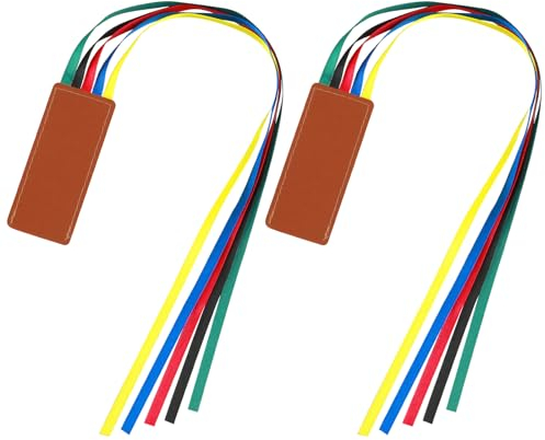 2 Stück Band-Lesezeichen mit 5 Bunten Bändern, Mehrfarbiges Lesezeichen aus Lederband Kunstleder Lesen Zubehör Seitenteilungs-tag Bibel Bücher Markierungen für Schulbücher Schüler Lehrer Freunde
