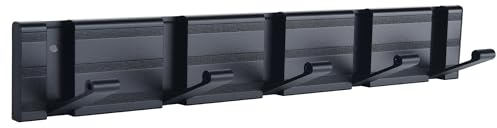 Wisfame Porte Manteau Mural avec 5 Crochets, Métal très Résistants Patere Murale Noir et Argentés, Moderne Pliant Patere Porte Manteau pour Salle de Bains, Chambre à Coucher, Salon et Entrée