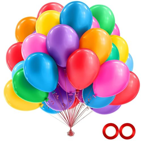 ALEGRE Luftballons Bunt,100 Stk Bunte Luftballons Geburtstag,10 Zoll Latex Regenbogen Deko Luftballon Bunt,Helium Ballon Party Deko Geburtstag,Ballons Bunt für Hochzeit,Babyparty,Kindergeburtstag Deko