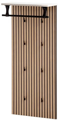 Lomadox Wandgarderobe Garderobenpaneel in Akustikpaneel-Optik mit weiß, Modern