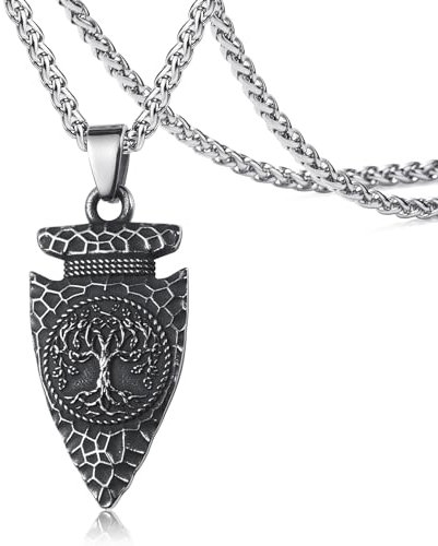 WESTMIAJW Viking Necklace Stainless Steel Norse Tree of Life Pendant Necklaces Jewellery Gifts for Men 60cm