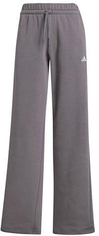 adidas Damen Essentials SMALL Logo Feel Cozy Open Hem Pants, Grey strata/White, L