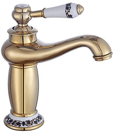 Retro Einhebel Wasserhahn Waschbecken Küche Messing Armatur Mischbatterie Bad Antik Waschtisch Gold Poliert Waschtischarmatur Retro, Armatur, Badarmatur Nostalgie Gebürsteter für Badezimmer