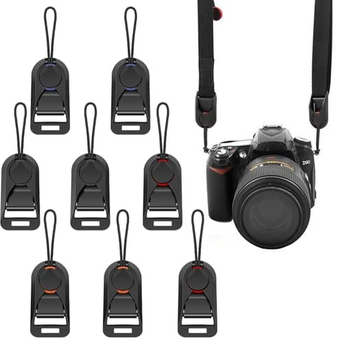 KASESSS 8 Pezzi Fibbia Sgancio Rapido Fotocamera Cinghia Universale, Adattatore Cinghia per Fotocamera Durevole, Fibbia Sgancio Tracolla Macchina Fotografica per Fotocamere DSLR e Fotocamere Digitali