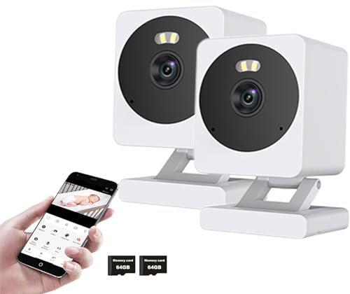 PEGATISAN 2 Pezzi Telecamera Wifi Interno Senza Fili Smart 2K - Videocamera Sorveglianza Interno Wifi Visione Notturna Colore, PIR Rilevamento Movimento, Telecamera Neonato Per Animali Tuya APP Mobile
