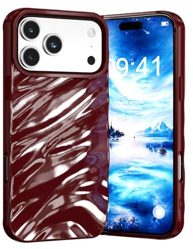 GANGANPRO Niedliche Hülle kompatibel mit iPhone XR,Wellenrahmen lockige Form stoßdämpfende und Schlanke Schutzhülle mit Mehrfach-Fallschutz 6.1 Zoll – Rotwein