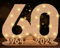 Giftota Livre d'Or en Bois pour 60e Anniversaire - Numéro 60 Cadeau en Argent avec LED Lumières - Décorations 2024 - Panneau Personnalisable pour Femmes et Hommes