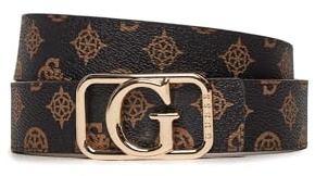 Cintura Guess Monogram con Fibbia Dorata Nero Logo S