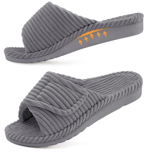 Litfun Arch Support Slippers Women Orthopedic House Slippers | Plantar Fasciitis Slippers, Ergonomic Footbed, Adjustable Hook and Loop Straps, Soft Memory Foam Cushioning