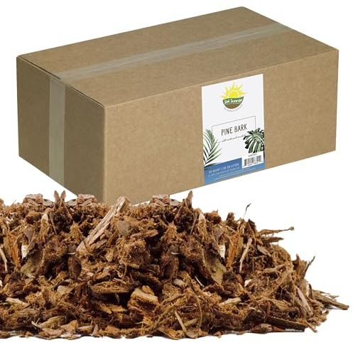 Soil Sunrise 100% Natural Pine Bark Mulch Nuggets (30 Quarts) Small Mulch Chips for Indoor/Outdoor Container Gardening, Ideal for Soil Supplement, Houseplant Mulch, and Terrariums