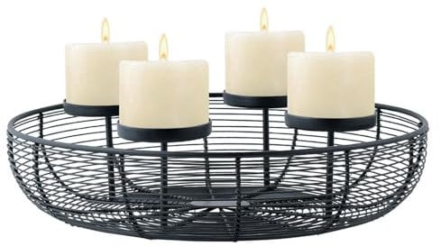 Marrakesch Moderner Adventskranz aus Metall 37cm rund | Kerzenständer Orbe schwarz für 4 Kerzen als Weihnachtsdeko innen | Schwarze Deko Kerzenhalter Teelichthalter ideal Aesthetic Herbstdeko