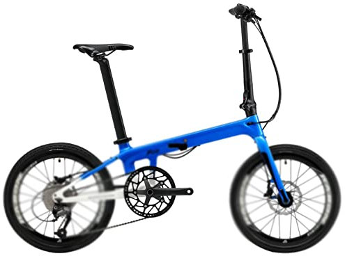 QXIWAOE Fahrräder Carbon-Faltrad 20-Zoll-Faltrad Carbonfaserrahmen Mini-Citybike Leichtes Faltrad 9 Gänge/Geschwindigkeiten (Farbe: Blau)