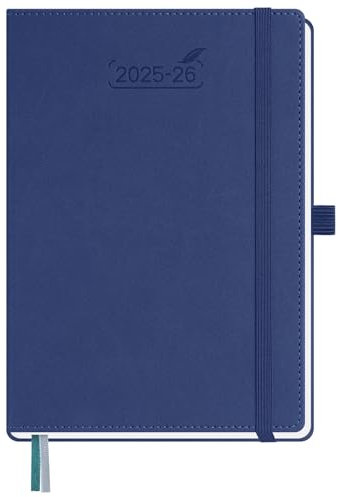 BEZEND Kalender 2025 2026 Wochenplaner A5, 18-Monate Buchkalender Juli 25-Dez 26, PU-Leder Hardcover 1 Woche 2 Seiten mit Stifthalter - Blaubeere