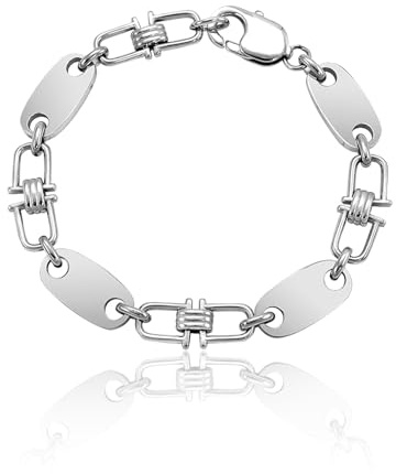 T TAKONE Herren-Plattenkette aus Edelstahl – 21 cm Armband, hochwertiges Design, modische Steigbügelkette (Gold)
