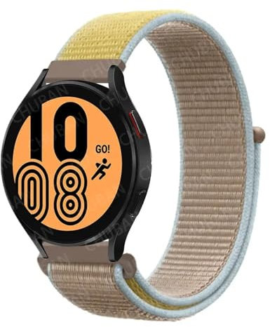 Generisch Nylonband kompatibel mit Galaxy Watch 6/4/Classic/3/5/Pro/Active 2 20 mm/22 mm Sport atmungsaktives Armband Galaxy Watch 6 7 FE(48 Camel,22 mm)