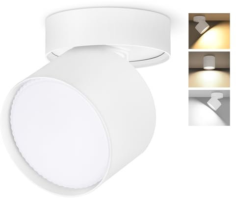 GeyouLux 3CCT LED Aufbauspot Schwenkbar Ø82×80mm Deckenspot Weiß Aufbaustrahler Flach inkl. 7W 800LM GX53 LED Leuchtmittel Aufbauleuchte Deckenleuchte Aufputz Spots 230V Rund 1 Stück