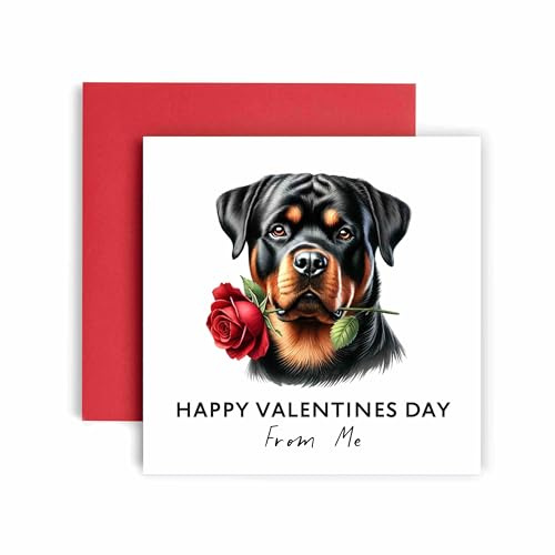 Huxters Valentines Card from the Dog – Rottweiler - Happy Valentines to Dog Mum and Dog Dad – Dog Best Friend (Rottweiler)