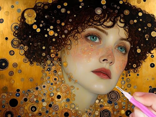 Klimt Diamond Painting Erwachsene, 5D Diamant Painting Bilder Frau Diamond Painting Kinder, DIY Mosaikherstellung Malen Nach Zahlen Full Drill Stickerei Malerei Kits für Home Wand Décor 40x50cm Y-261