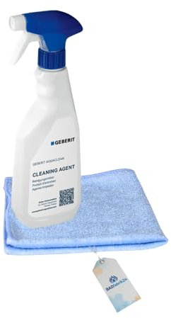 BADfabrik24 Geberit AquaClean Reinigungsmittel (500 ml) + Mikrofasertuch 40x40 cm,Geberit AquaClean Reinigungsmittel, Geberit AquaClean Reiniger, AquaClean Dusch-WC Reinigung, Geberit WC Reiniger