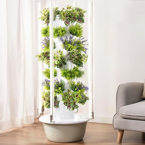 Sistem Cultivo Hidropónico Torre Vertical - con luz LED de cultivo Jardín hidropónica Vertical para Cultivar Hierbas, Verduras y Plantas en casa- Jardinería Interior,9Layer