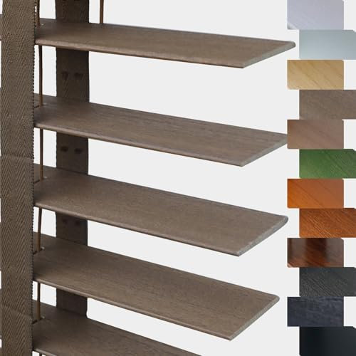 Holz Jalousien Holzjalousie innen Schwarz 5cm Lamellen Horizontal Jalousette für Fenster Sonnenschutz/Sichtschutz Venezianische Jalousie W 25/35/50/65/80/90/100/135/160cm(Texture Brown)