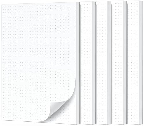 Fantastino® A5 Notizblock Punktiert - 5 Stück, 250 Blatt (50 pro Block) 90 g/m² Premium-Papier. Notizblöcke klein, Schreibblock gepunktet, mini Notizzettel abreißbar für Büro, Haushalt, Schule, Uni