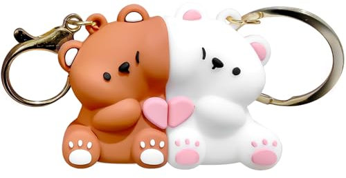 donciety 2 Stück Schlüsselanhänger für Paare Süßes Valentinstagsgeschenk für Freundin und Freund. Passender Schlüsselanhänger für Paare(Bär)
