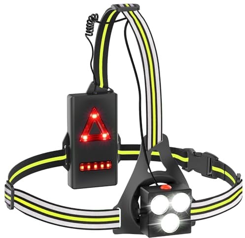 Husgw Lauflichter für Läufer,120 ° Verstellbare LED Brustlampe Laufen, Wiederaufladbare IP65 Wasserdichte Reflektierende Lauflampe für Joggen, Camping, Wandern im Freien