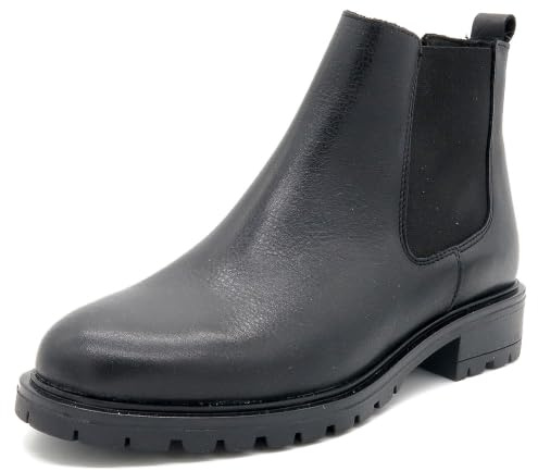Damen Chelsea Boots Leder Stiefeletten mit Profilsohle – Made in Portugal