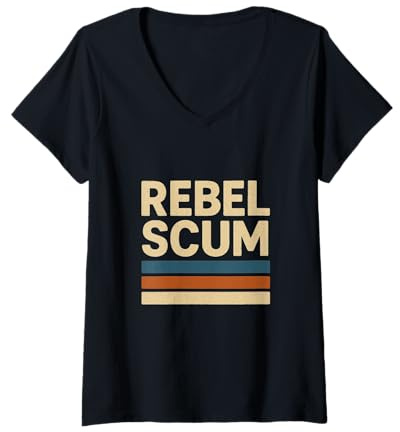 Damen Rebel Scum Since 1977 Classic Retro Iconic Vintage Spruch T-Shirt mit V-Ausschnitt