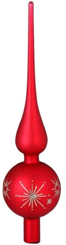 Inge Glas Christbaumspitze 26cm | Weihnachtsbaumspitze aus Glas | Hochwertige Spitze für den Weihnachtsbaum Weihnachten (Merry Red 28cm rot matt)
