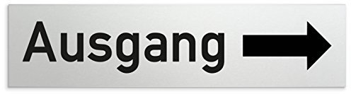 Türschilder24 - Schild/Türschild 160 x 40 x 1,5 mm - Aluminium Vollmaterial eloxiert - Oberfläche in geschliffener Edelstahloptik - 100% Made in Germany (Ausgang + Richtungspfeil rechtsA)