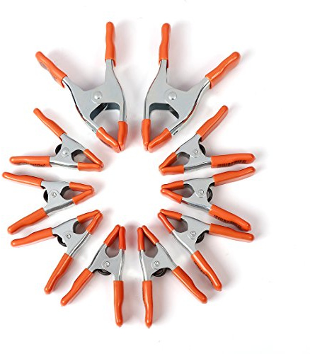 PONY 6-inch, 4-inch Heavy Duty Metal Spring Clamps Set, 2-inch, 1-inch Jaw opening, with Protective Handles and Tips, 10-piece