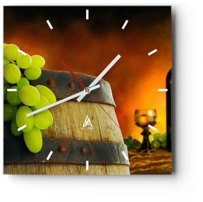 Modern Wanduhr Landwirtschaft Alkohol Fass Tasse 30x30cm Quadrat Klein Wand Uhr Glas Analog Zimmeruhren Küche Büro Wohnzimmer Glasuhr Wall Clock Dekoration Design Küchenuhr C3AC30x30-2156
