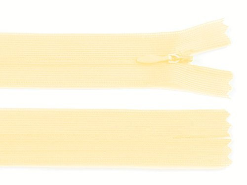 Schnoschi 5 Stück 25 cm Langer Spiralreißverschluss, nahtverdeckt, Nicht teilbar, Creme, 3mm Laufschiene, Reißverschluss
