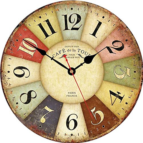 VIKMARI Silent-Non-Ticking Rustic wanduhr römische ziffern Holz-rund Startseite dekorative wanduhren 8 inch Paris französisch