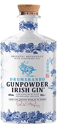 DRUMSHANBO GUNPOWDER - Gin Ceramic Bottle - Notes Florales et Savoureuses - A servir Pur ou en Cocktail - 43% Alcool - Origine : Irlande/Down County - 70cl