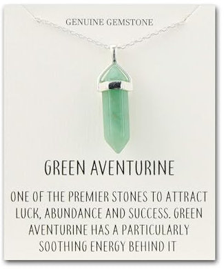 Philip Jones Green Aventurine Gemstone Necklace with Quote Card