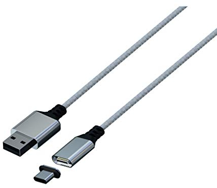 Konix Mythics Câble de charge magnétique 2 m type A à C pour manette DualSense PS5 - Chargement grande vitesse - Blanc