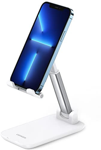 UGREEN Support Téléphone Bureau Réglable Pose Téléphone Portable Pliable Porte Stand Smartphone Table Compatible avec iPhone 14 Plus Pro Max 13 Mini 12 Galaxy S22 S21 Note20 Redmi Note 11 Pro (Blanc)