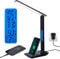 LED Desk Lamp with 10W Wireless Charger, USB Charging, Touch Control Table Lamp Light with 3 Color Mode, 5 Brightness, Time, Temperature, Clock Function for Home Office School Work Study (Black)