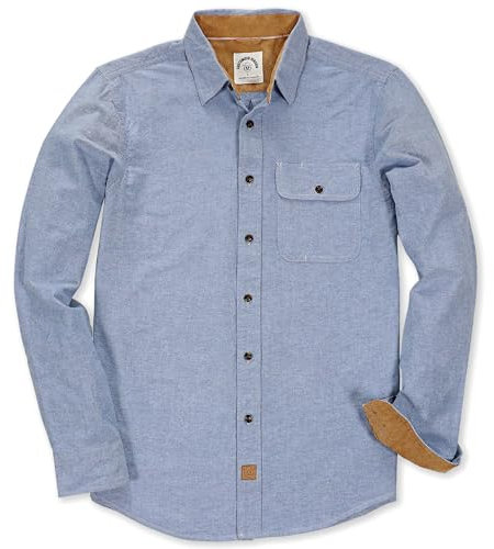 Dubinik® Mens Flannel Shirts Long Sleeve Flannel Shirt for Men Casual Button Down Brushed 100% Cotton Shirt Sky Blue