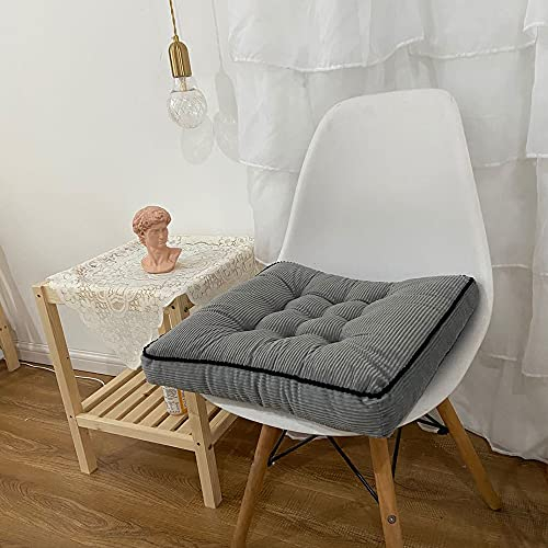 Hiseng Sitzkissen Tatami Stuhlkissen Quadrat Einfarbig Weiches Dickes Matratzenkissen Bodenkissen Sitzpolster für Esszimmer/Küche/Terrasse/Stuhl/Bank, 42x42cm (Grau)