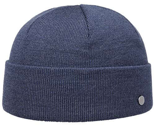 LIERYS Merino Feinstrick Dockermütze Damen Herren Strickmütze Merinowolle Wintermütze Made in Germany Herbst Winter Denim One Size