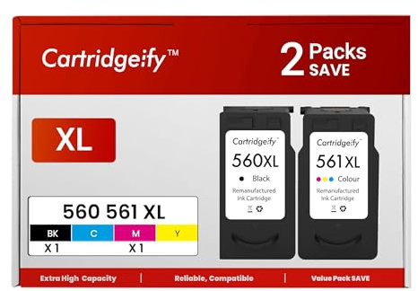Cartridgeify PG-560XL CL-561XL Druckerpatronen Kompatibel mit Canon PG-560 CL-561 XL Patronen Multipack, für PIXMA TS5350 TS7450 TS7451 TS5351 TS5352 TS5353