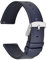 WOCCI 18mm Dünne Flache Leder Uhrenarmband für Smartwatch mit Silberner Schnalle (Marineblau)